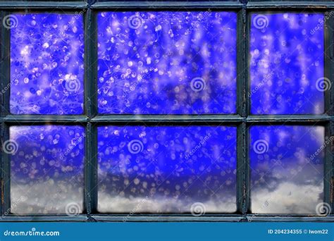 Falling Snow Outside The Window Stock Image Image Of View Scenery