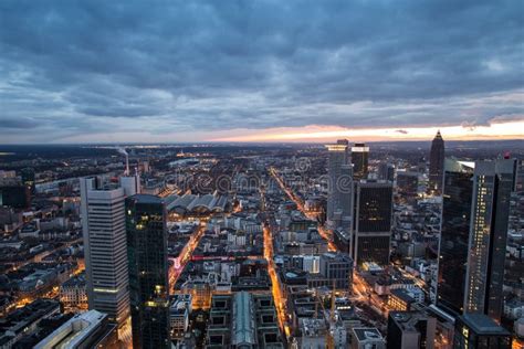 Frankfurt Am Main Germany Cityscape At Night Editorial Photo Image Of