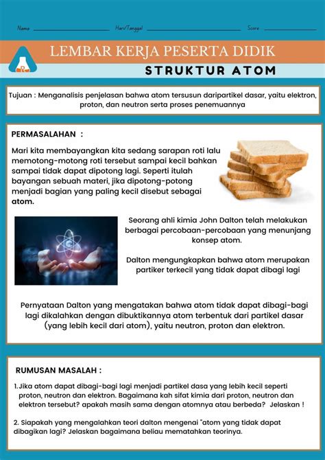 Lkpd Kimia Kelas 10 Materi Struktur Atom