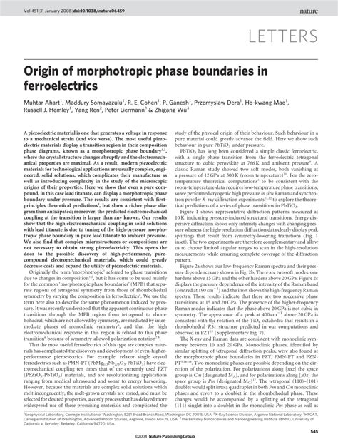 Pdf Origin Of Morphotropic Phase Boundaries In Ferroelectrics
