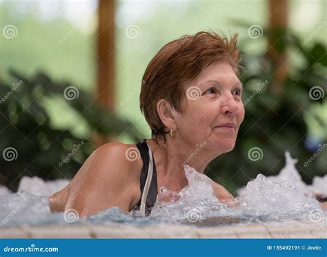 Elderly Woman In Jacuzzi Stock Image Image Of Health 135492191