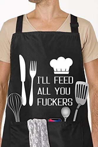 Lacoma Cooking Apron Ill Feed All You Fuckers Funny Aprons For Microwave Recipes