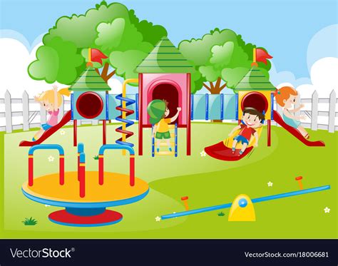 Kids Playing In The Playground Royalty Free Vector Image