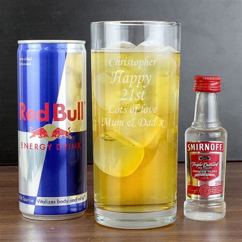 Personalised Vodka And Red Bull T Set