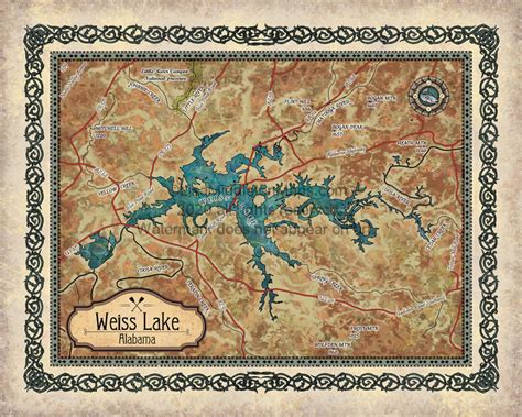 Lake Weiss Alabama Lake House Alabama Ts Custom Map Etsy