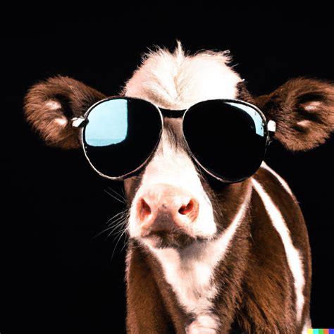 A Photograph Of A Cool Baby Cow Wearing Sunglasses 50 Mm Lens Studio