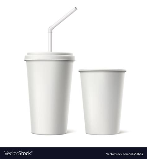 Download Disposable cup with lid straw mockup Royalty Free Vector