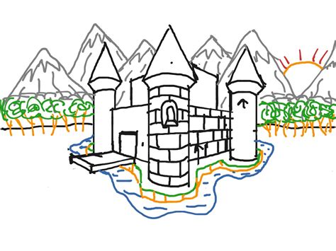 Two Point Perspective Castle Art Drawing Showme
