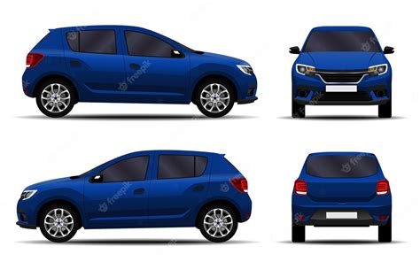 Premium Vector Realistic Car Hatchback Front View Side View Back