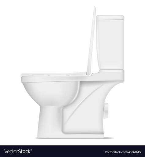 White Ceramic Toilet Bowl With Open Lid Side View Vector Image