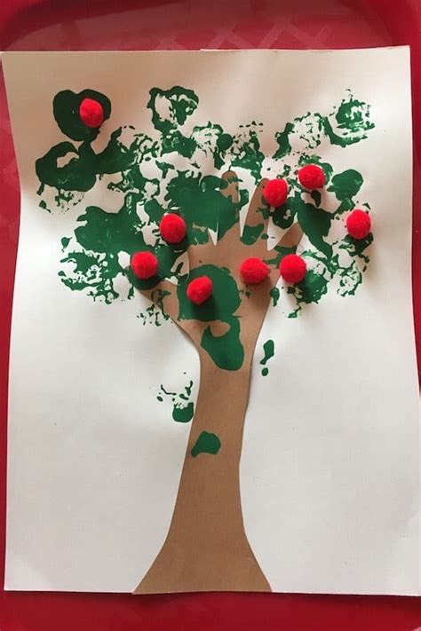 Handprint Apple Tree Craft For Fall Claraeon