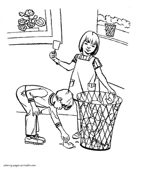 It is work, but it doesn't have to feel like it. Earth Day. Children doing house cleaning || COLORING-PAGES ...