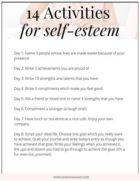 Printable Self Esteem Activities