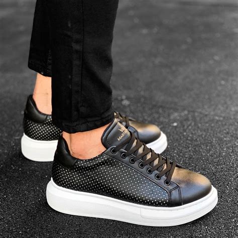 Mens Designer Mesh Sneakers Shoes Black Martin Valen