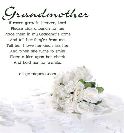 Memorial Cards For Grandmother If Roses Grow In Heaven Lord Grandma