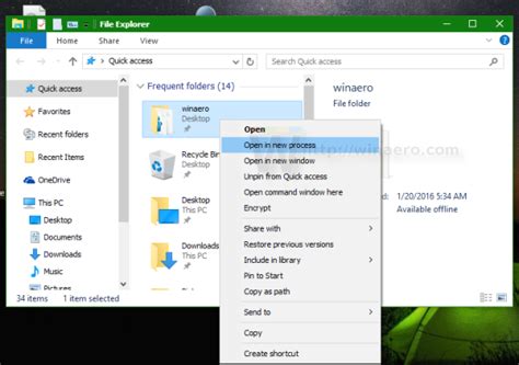 Add Open In New Process Context Menu In Windows 10