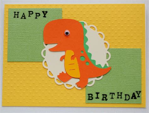 This card doesn't need lots of crafts stuff and uses upcycled wrapping paper and card. Dinosaur Birthday Card Children's Birthday Card