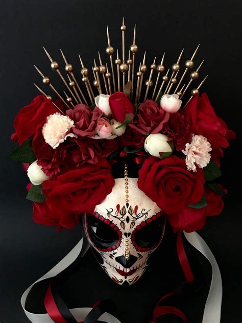 Made To Order Catrina With Red Roses Catrina Mask Day Of Etsy