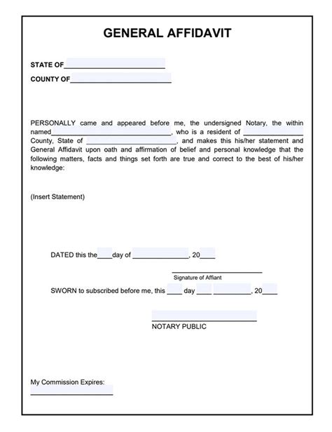 General affidavit form sample pdf. Free Sample Affidavit Form | Master Template