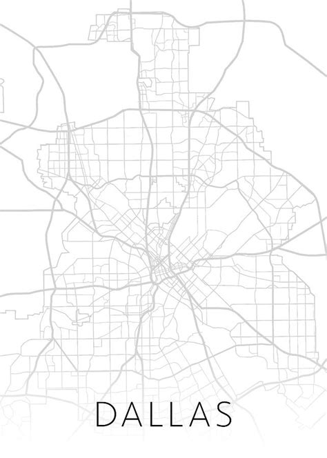 Dallas Texas City Street Map Minimalist Black And White Series Mixed