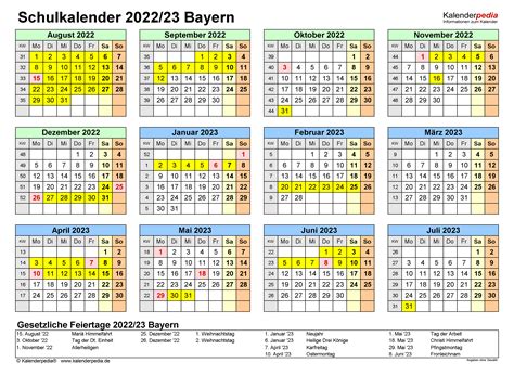 Im jahr 2021 entfallen die winterferien im februar in bayern wegen der. Schulkalender 2022/2023 Bayern für Excel