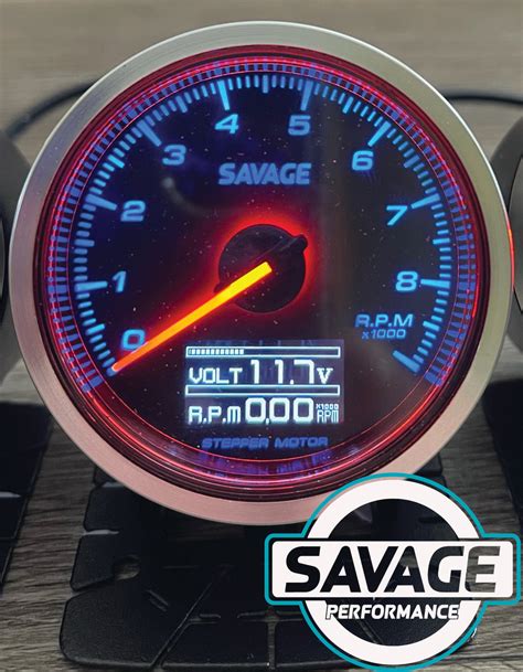 60mm Savage Dual Display Rpm Tacho Gauge 7 Colours Savage
