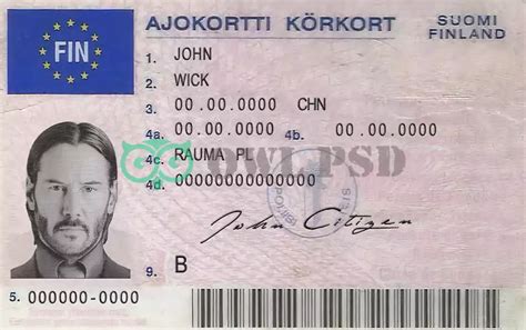 Owl Psd High Quality Fake Template Finland Driver License Template