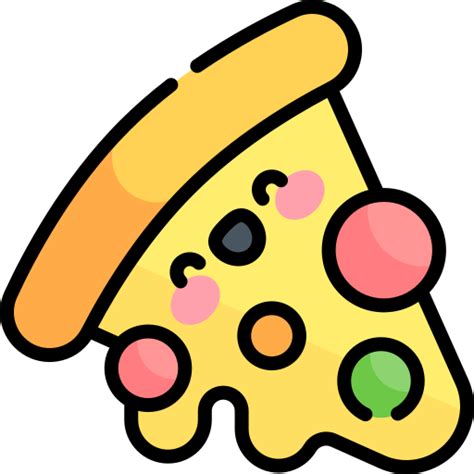 Pizza Kawaii Lineal Color Icon
