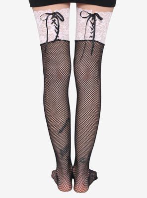 Hot Topic Cream Fishnet Lace Thigh Highs Mall Of America