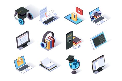 Online Education Isometric Icons Set - Hollands Software