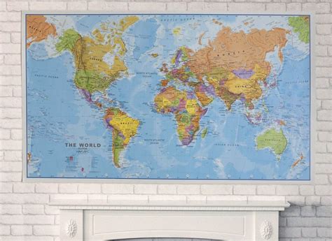 Giant World Political Laminated Wall Map Gwld Huge Gambaran
