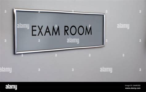 Exam Room Door Desk Closeup Student Knowledge Testing Higher