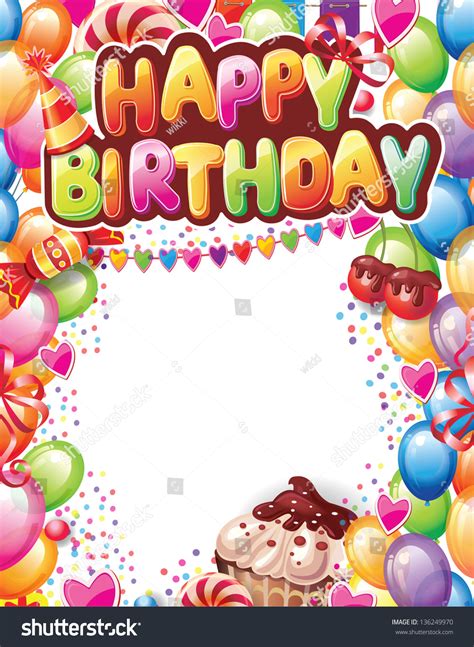 Template For Happy Birthday Card Stock Vector Illustration 136249970