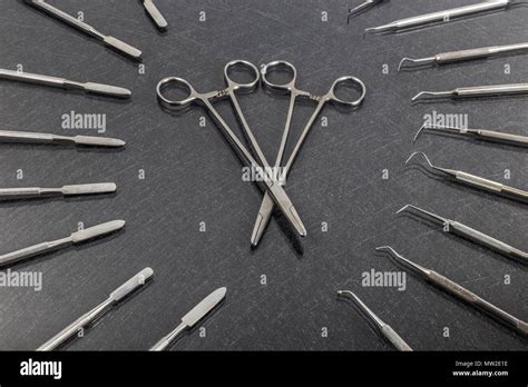 Two Dental Scissors With Different Dental Instruments Stock Photo Alamy