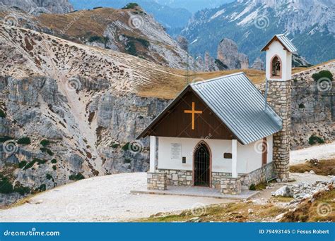 Mountain Chapel Near Tre Cime Di Lavaredo In Dolomites Stock Image