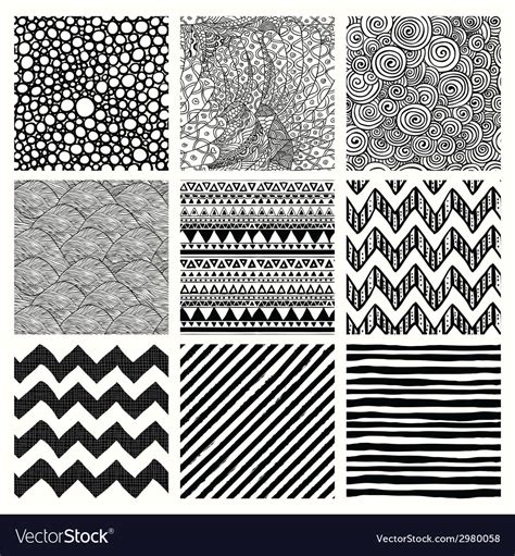 Abstract Hand Drawn Seamless Background Patterns Vector Image