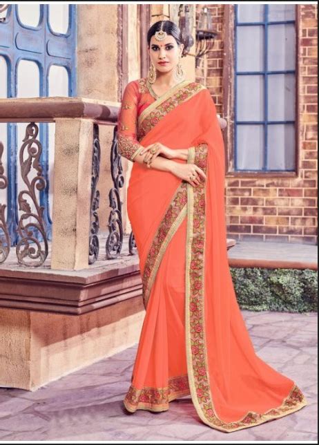Attractive Fancy Saree In Orange Color At Rs 2987 Fancy Sarees In Bilaspur Id 18546863488
