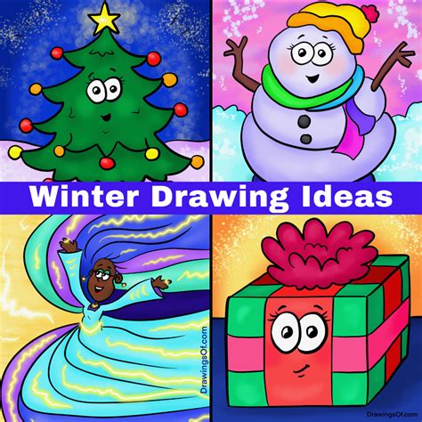 Winter Drawing Ideas Easy Cute Instructions Drawings Of
