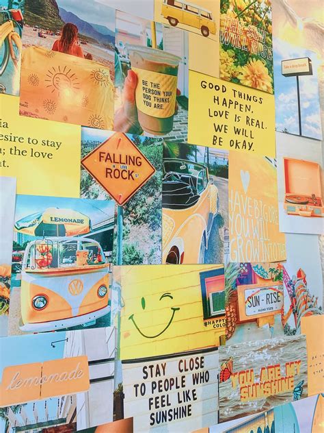 Happy Yellow Vsco Collage Kit Prints Etsy