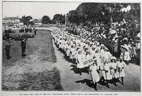 The March Past Girls Of The East Christchuroh School Taking Part In