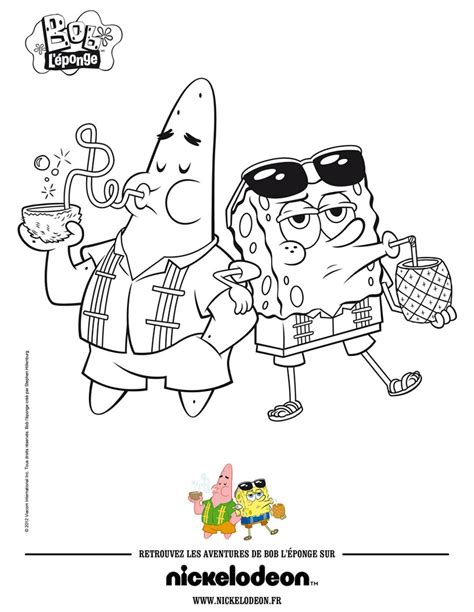 Spongbob And Patrick Beach Drinks Coloring Pages