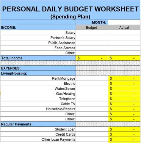 Top 7 Daily Budget Templates Pdf And Excel Excel Templates