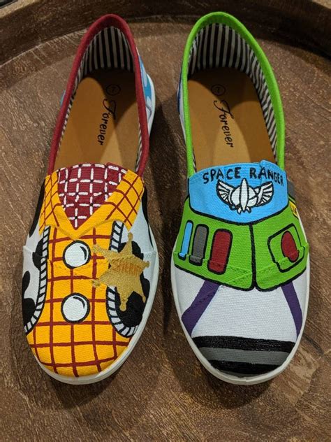 Toy Story Shoes Woody Buzz Lightyear Disney Painted Shoes Etsy