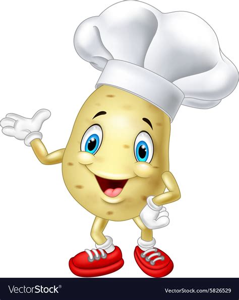 Cartoon Chef Potato Waving Hand Royalty Free Vector Image