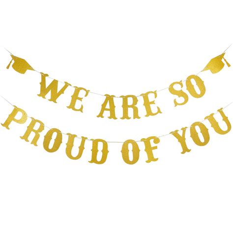 Buy Gold Glittery We Are So Proud Of You Banner 2020 Graduation Party