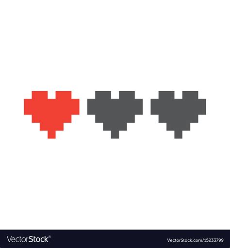 Pixel Art Style Retro Game Life Hearts Isolated Vector Image