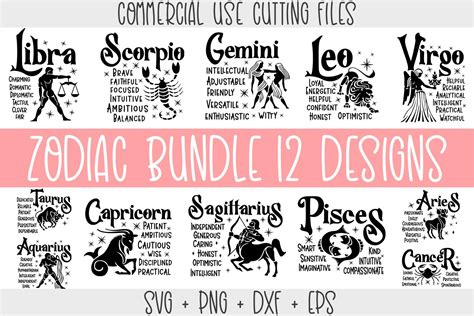 Zodiac Signs Svg Bundle Graphic By Zoomksvg · Creative Fabrica
