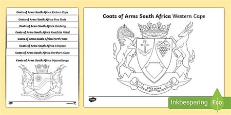 Coats Of Arms South African Provinces Colouring Sheets