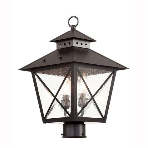 Bel Air Lighting Farmhouse 2 Light Outdoor Black Post Top Lantern With