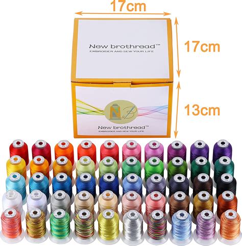 buy new brothread 50 spools embroidery machine thread kit including 40 brother colors 8
